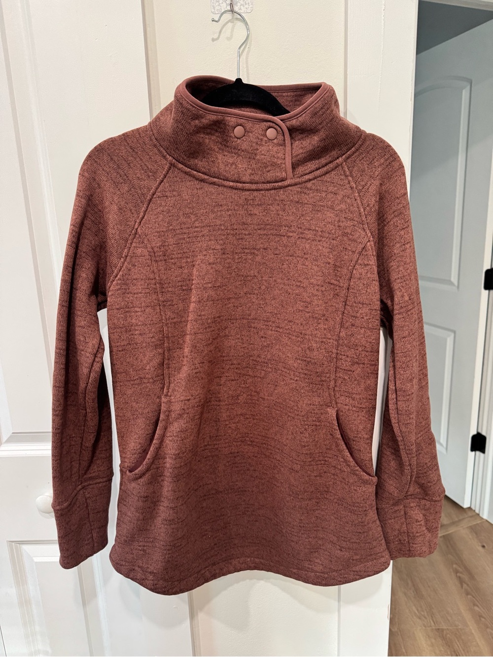 Prana Rust Funnel Neck Snap Pullover